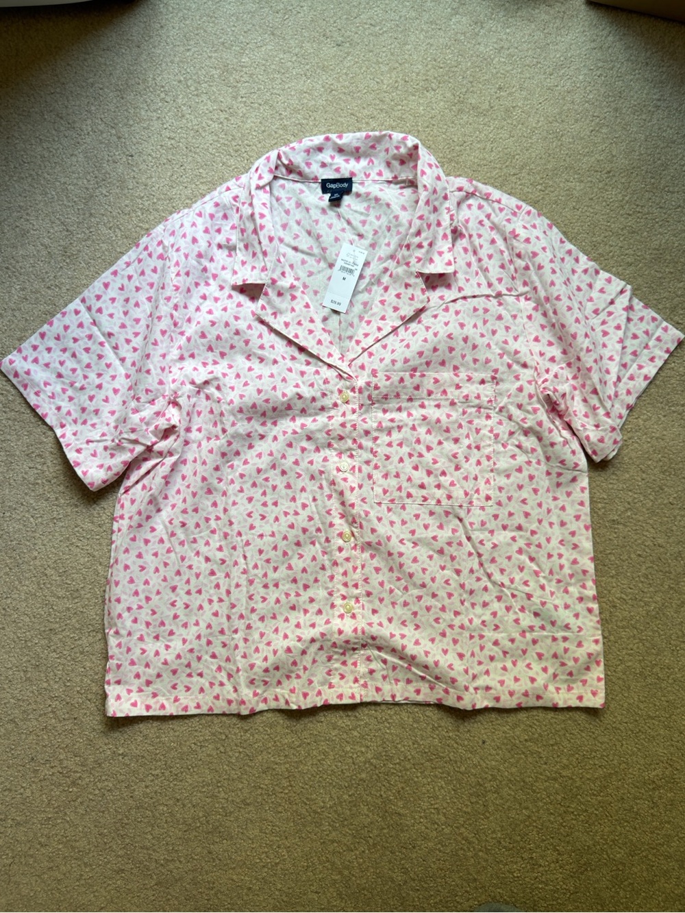 Gap Poplin PJ Set - Pink Hearts